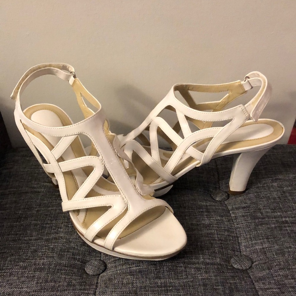 White strappy heels